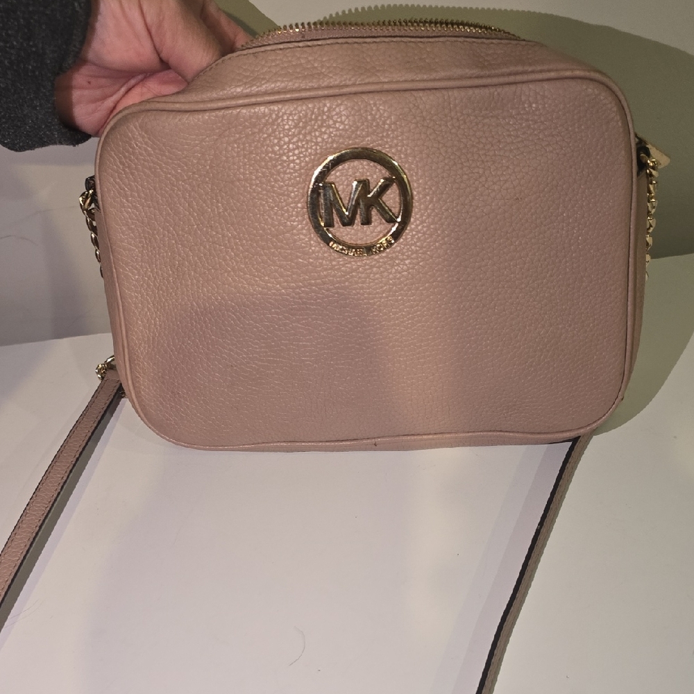 Michael Kors Beige Crossbody Bag with Gold Accents